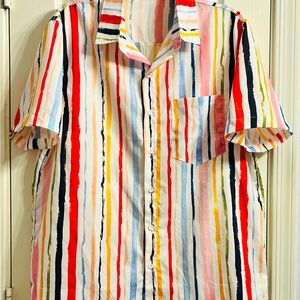 Large Nendu Colorful Paint Stripes Mens Shirt
